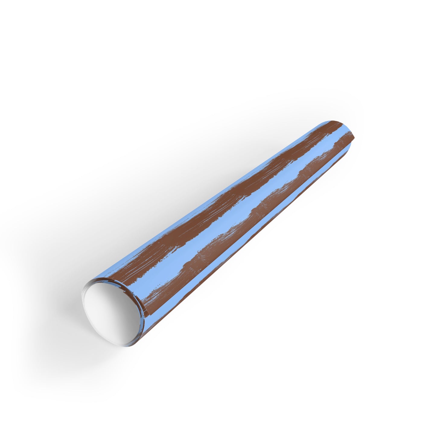 Painterly Cabana Stripe Wrapping Paper – Bright Blue and Espresso Brown | Luxury Artistic Gift Wrap