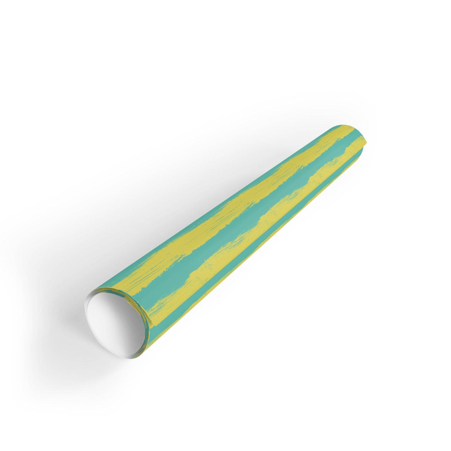 Painterly Cabana Stripe Wrapping Paper – Chartreuse and Teal | Luxury Artistic Gift Wrap
