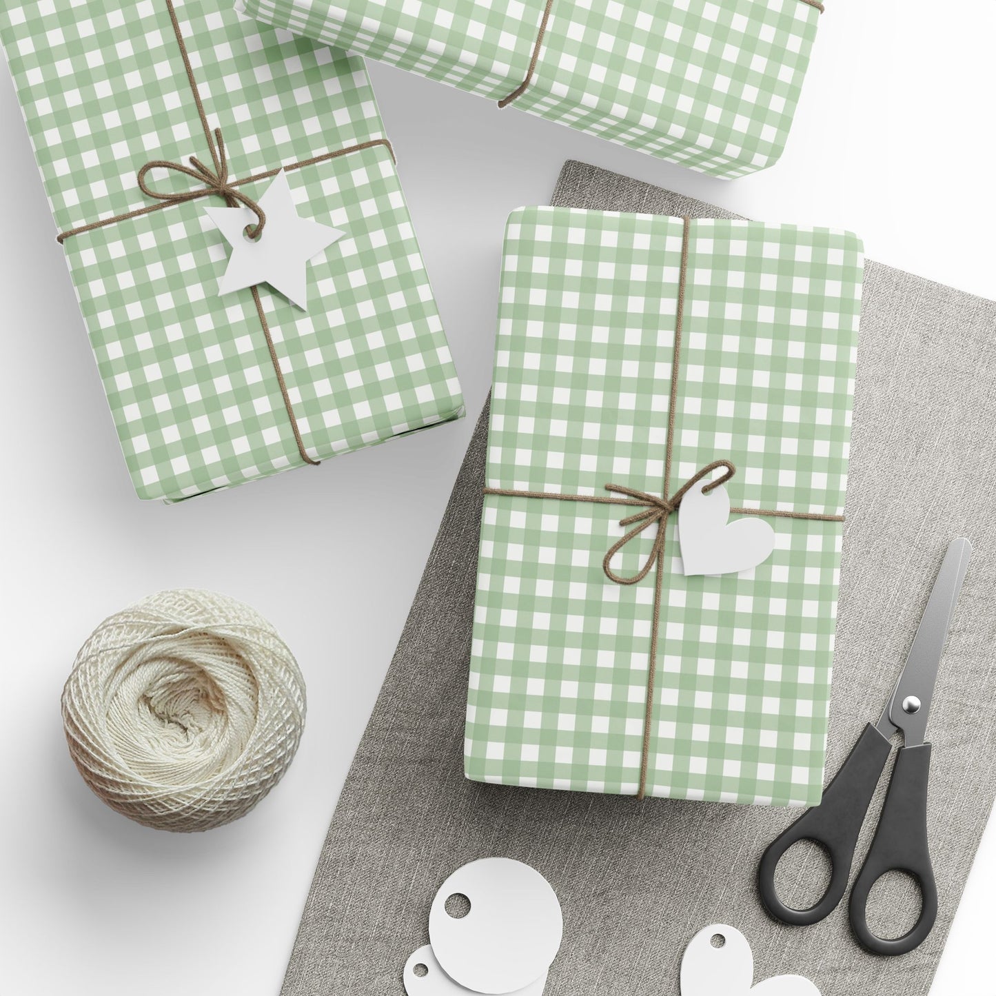 Sage Green Gingham Wrapping Paper