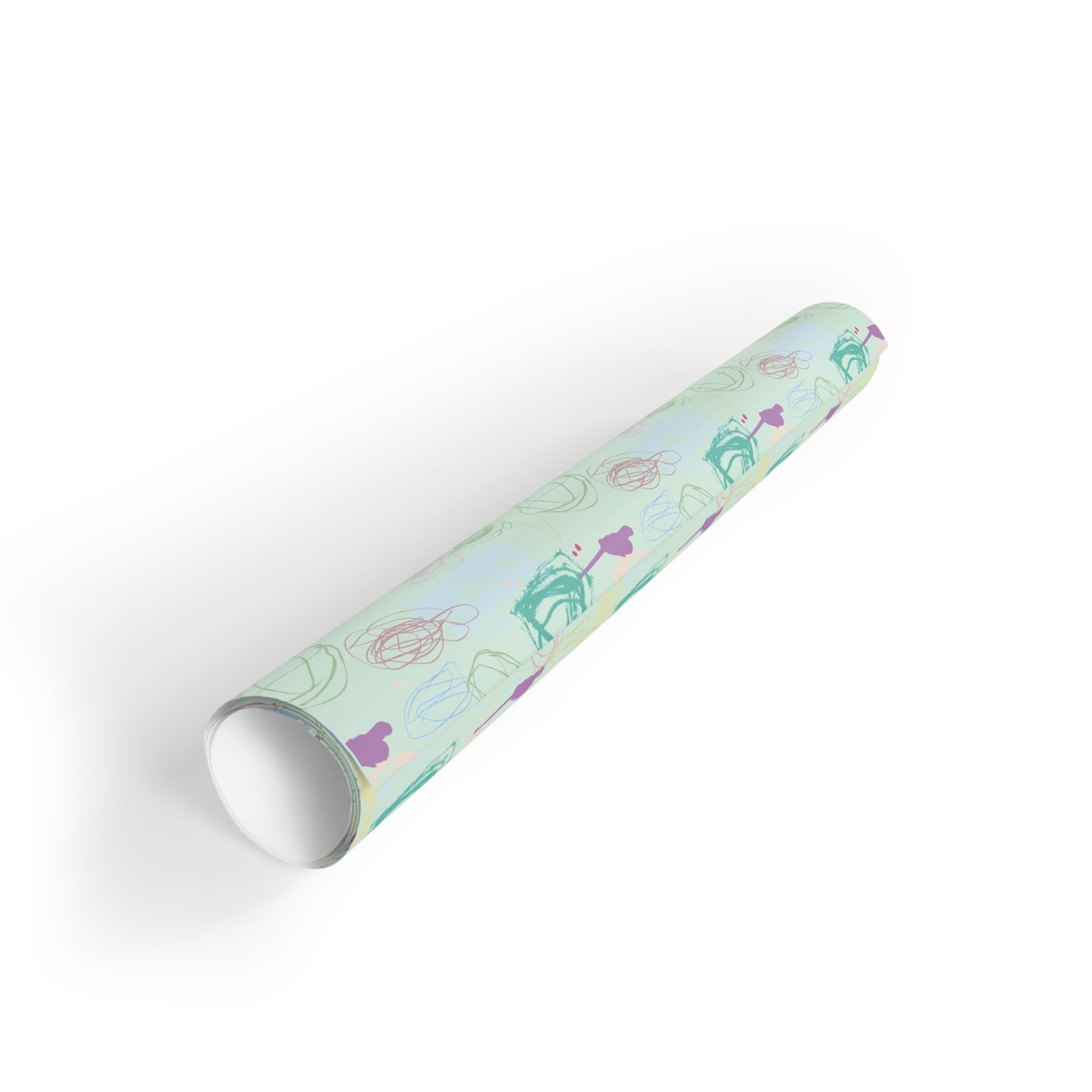 Studio Scribble Wrapping Paper – Aqua Multi | Artistic Gift Wrap from Original Artwork
