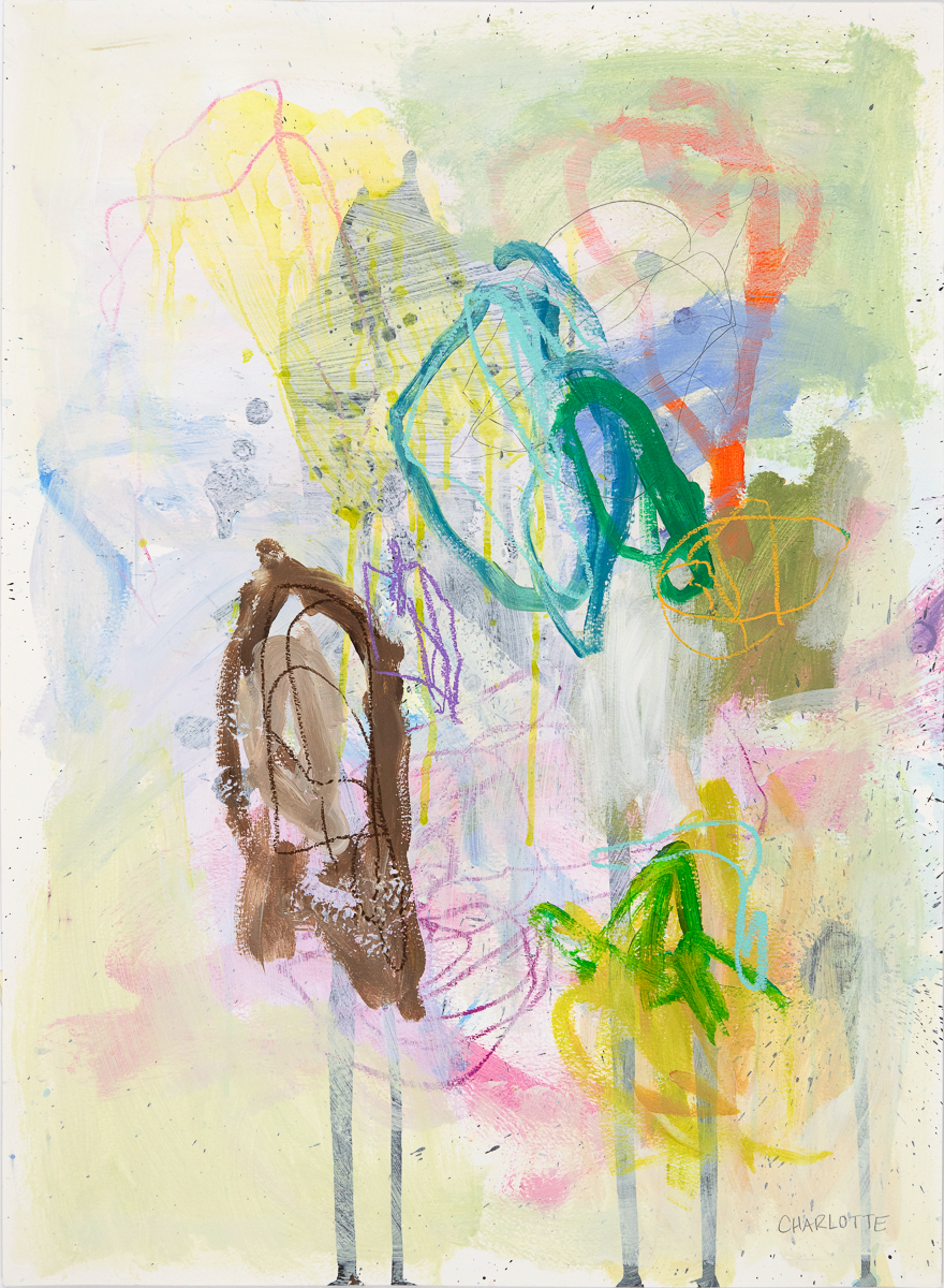 Flow I, a 22x30 Abstract Painting on Paper by Charlotte Pottieger