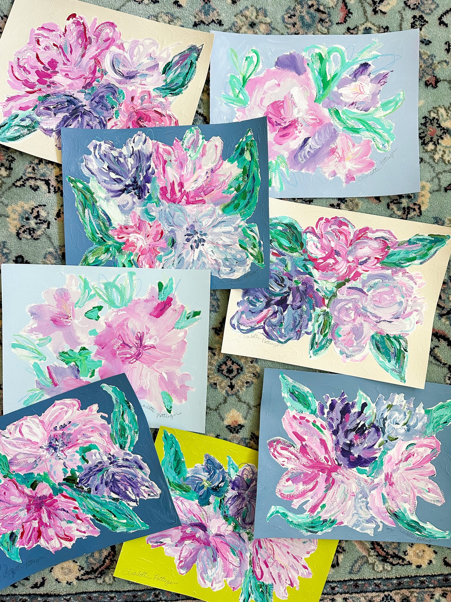 Joyful Blooms on Sky Blue I