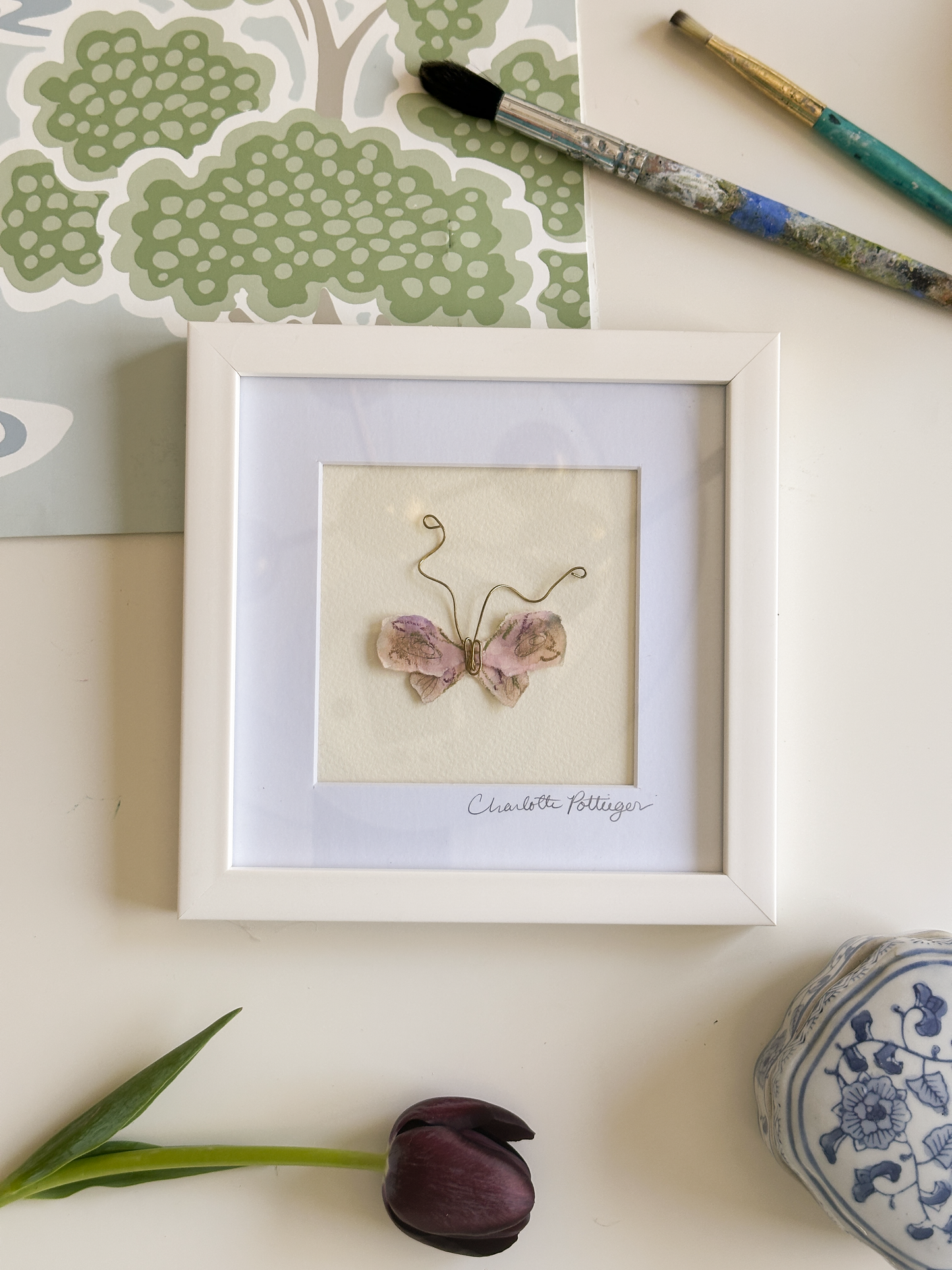 Pink Butterfly in a Frame