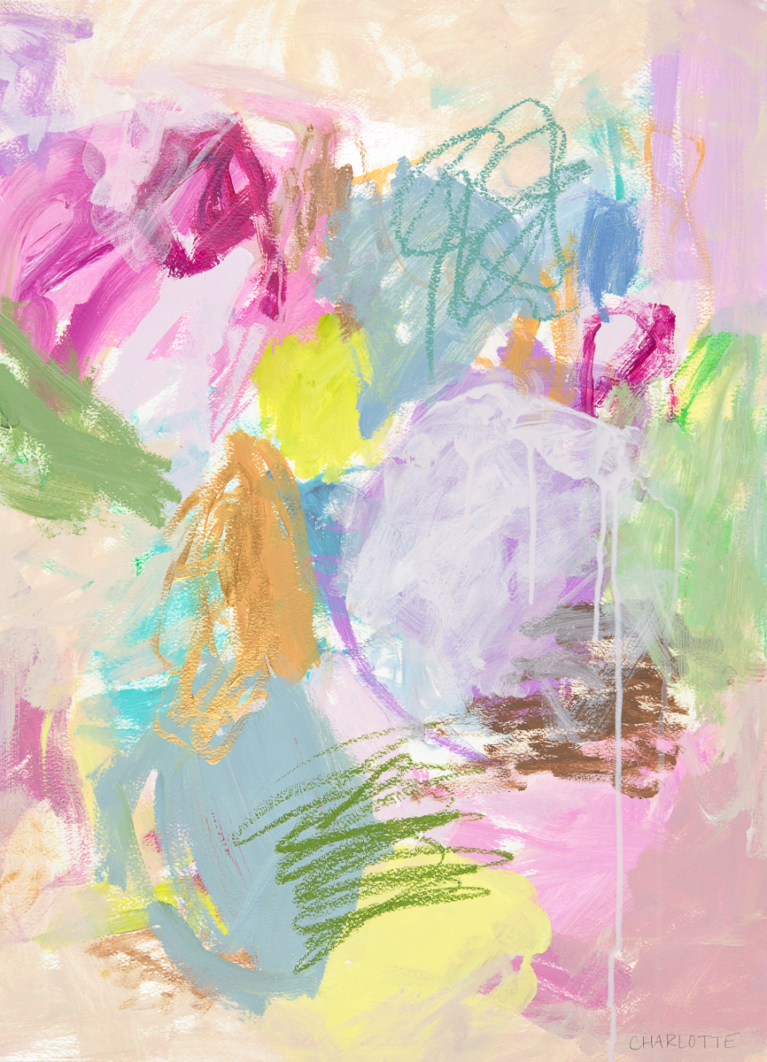 La Dee Da Dee Da, a 22x30 Abstract Painting on Paper by Charlotte Pottieger