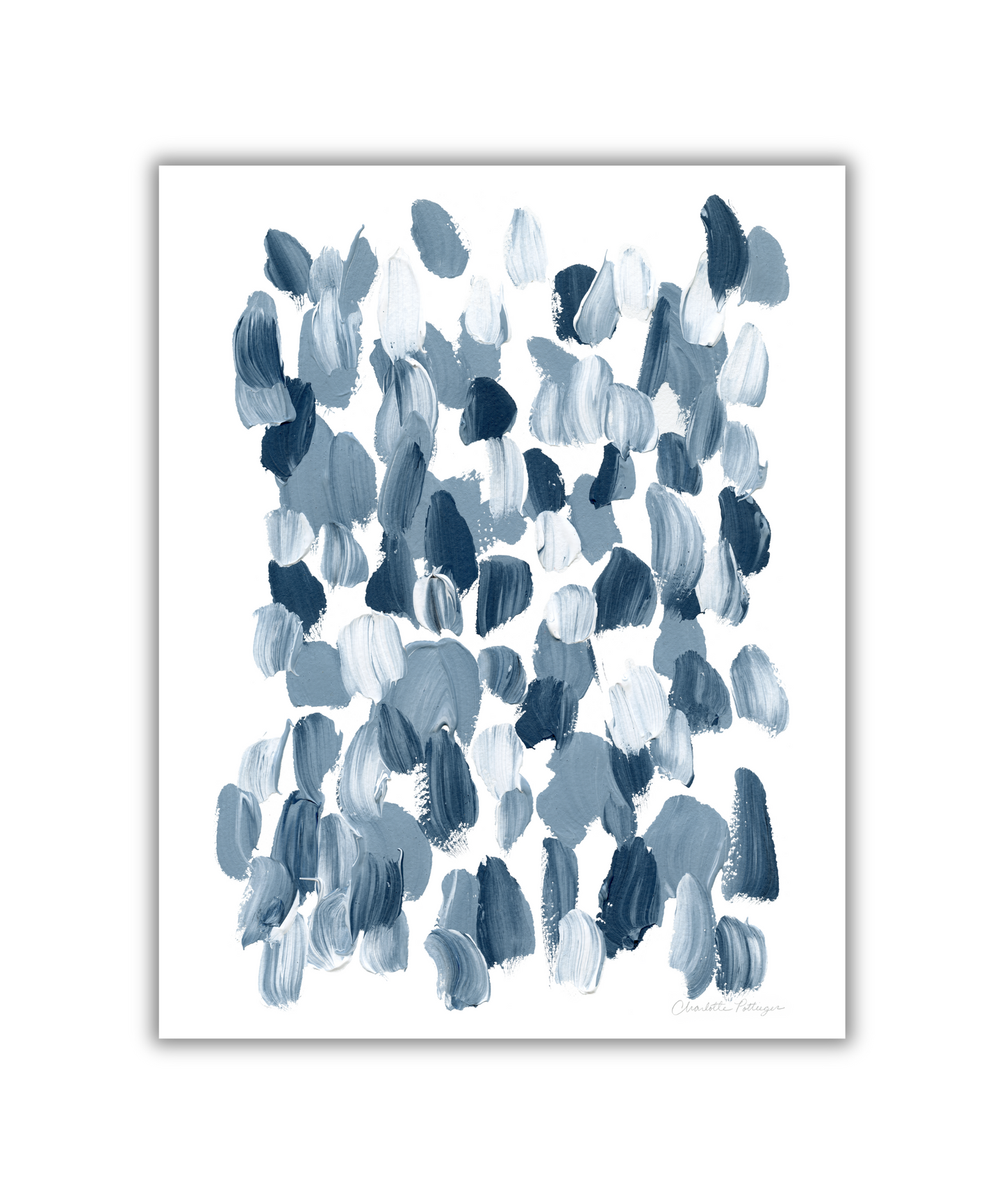 "Blue & White Brushstrokes" Fine Art Print