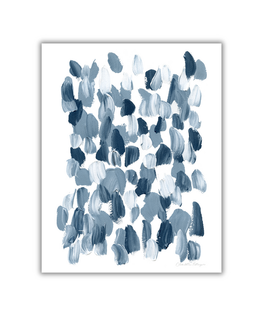 "Blue & White Brushstrokes" Fine Art Print