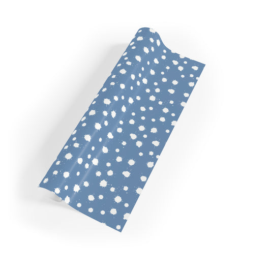 Splatter Paint Wrapping Paper – French Blue | Artistic Polka Dot Gift Wrap