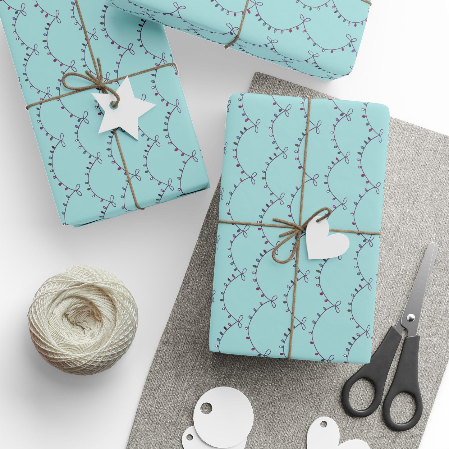 Merry & Bright Christmas Lights Wrapping Paper – Turquoise