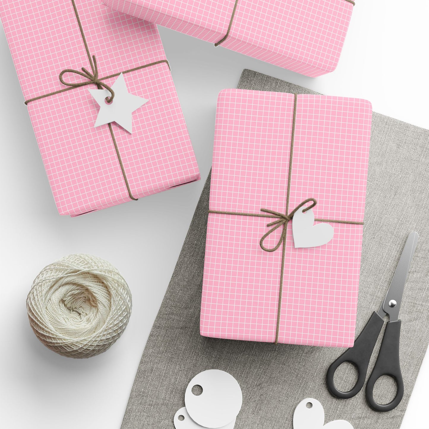 Windowpane Check Wrapping Paper – Light Pink