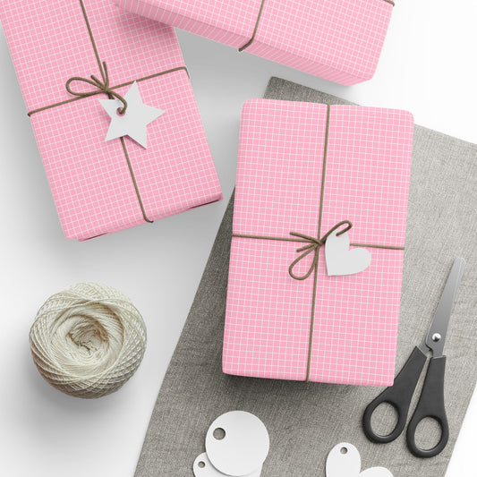 Windowpane Check Wrapping Paper – Light Pink