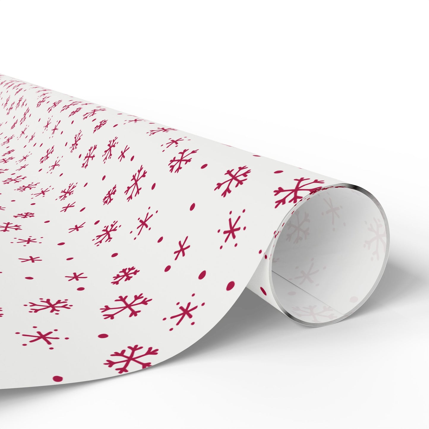 Snowflakes Wrapping Paper – Raspberry & White