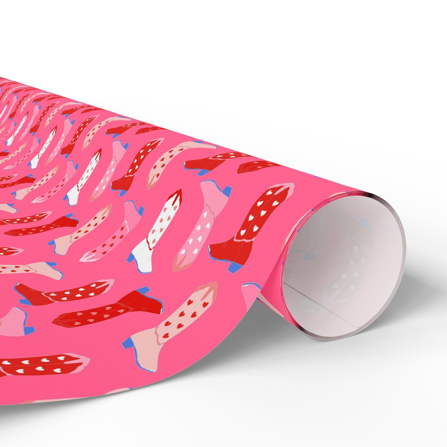 Love Struck Cowboy Boots Wrapping Paper – Bright Pink