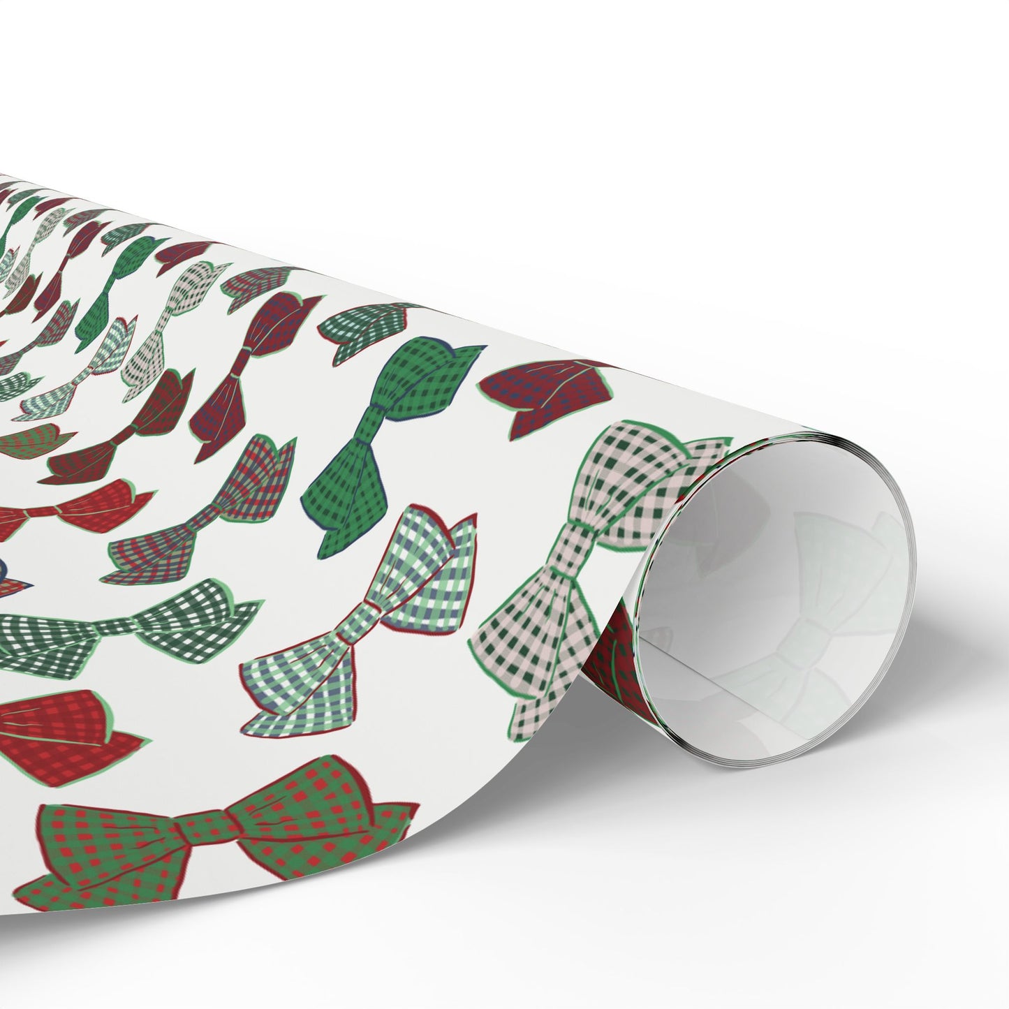 Preppy Plaid Bows – White Wrapping Paper