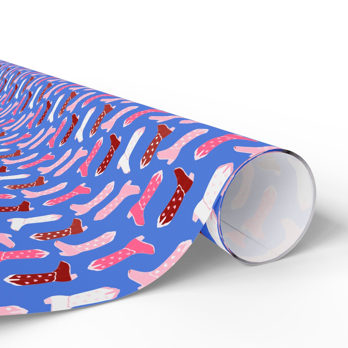 Love Struck Cowboy Boots Wrapping Paper – Cornflower Blue
