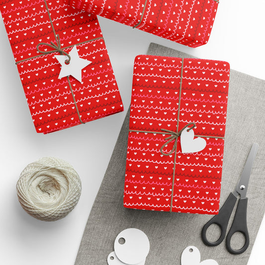 Sweetheart Scallops Wrapping Paper – Red