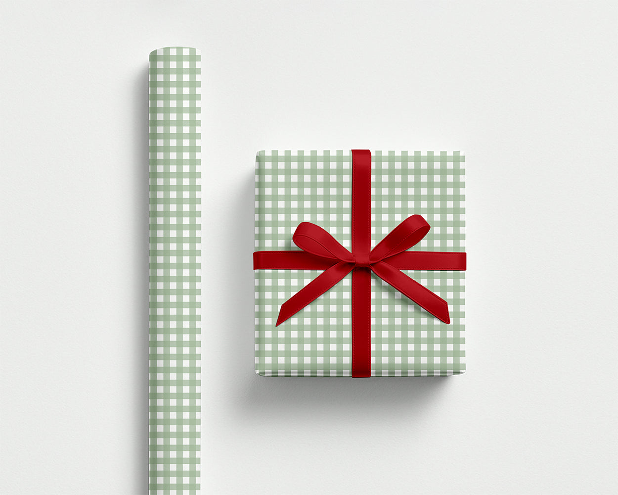 Sage Green Gingham Wrapping Paper