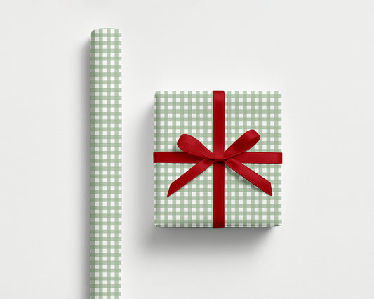 Sage Green Gingham Wrapping Paper