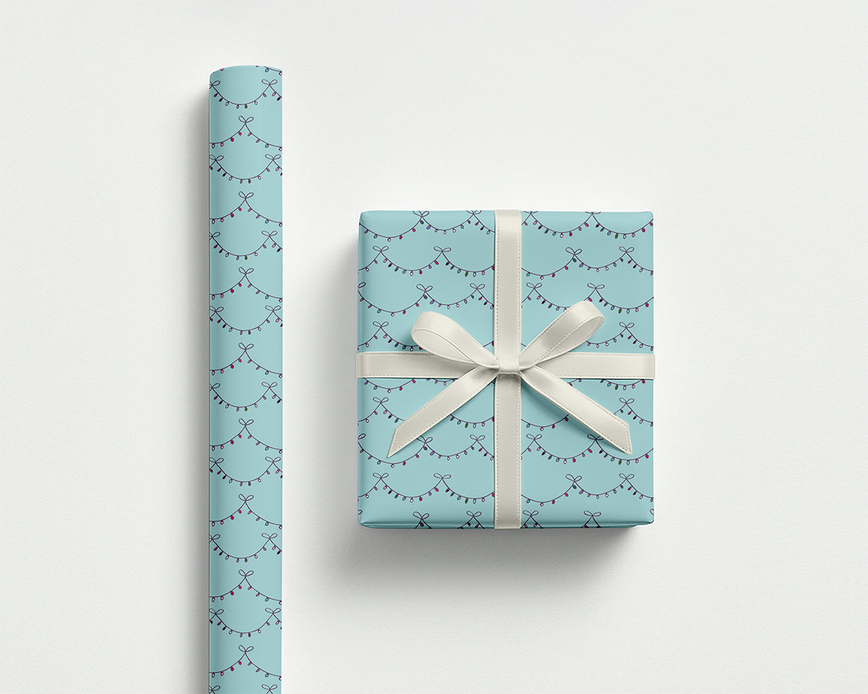 Merry & Bright Christmas Lights Wrapping Paper – Turquoise