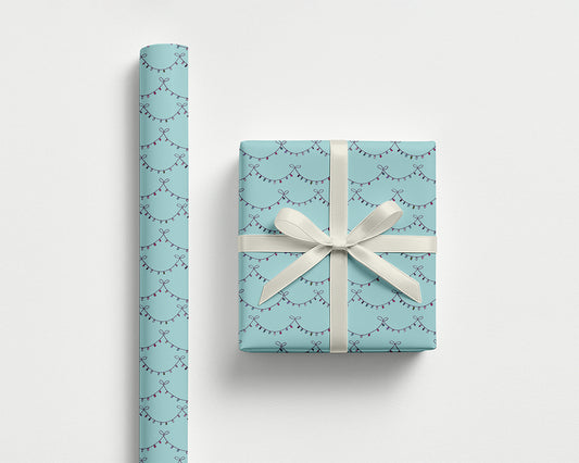 Merry & Bright Christmas Lights Wrapping Paper – Turquoise