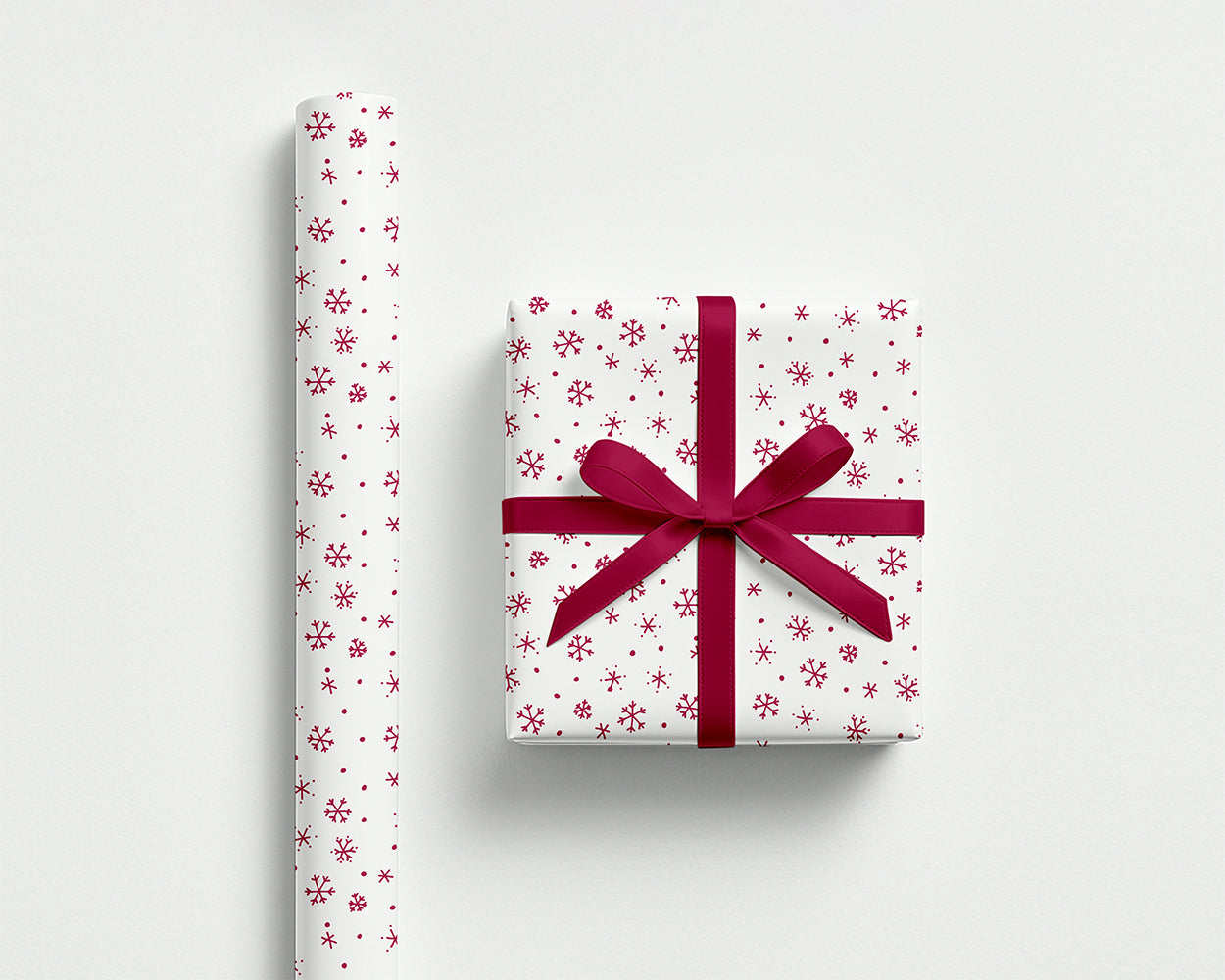 Snowflakes Wrapping Paper – Raspberry & White