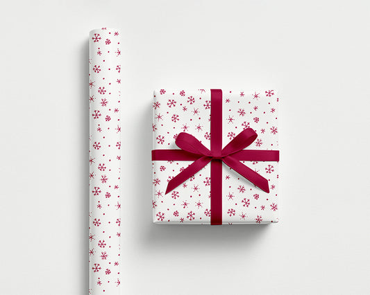 Snowflakes Wrapping Paper – Raspberry & White