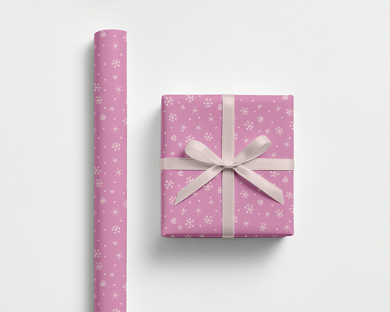 Snowflakes Wrapping Paper – White & Pink