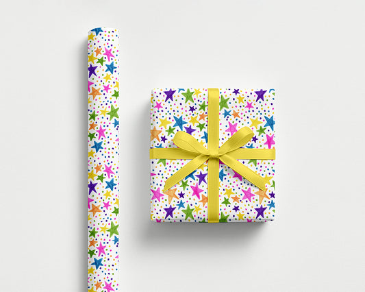 Birthday Rainbow Stars Wrapping Paper