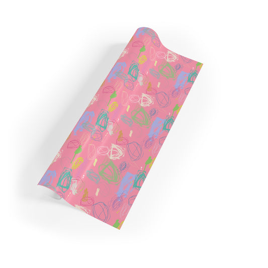 Studio Scribble Wrapping Paper – Pink Multi | Artistic Gift Wrap from Original Artwork