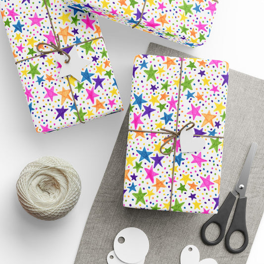Birthday Rainbow Stars Wrapping Paper