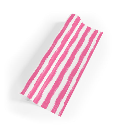 Painterly Cabana Stripe Wrapping Paper – Pink and White | Luxury Artistic Gift Wrap
