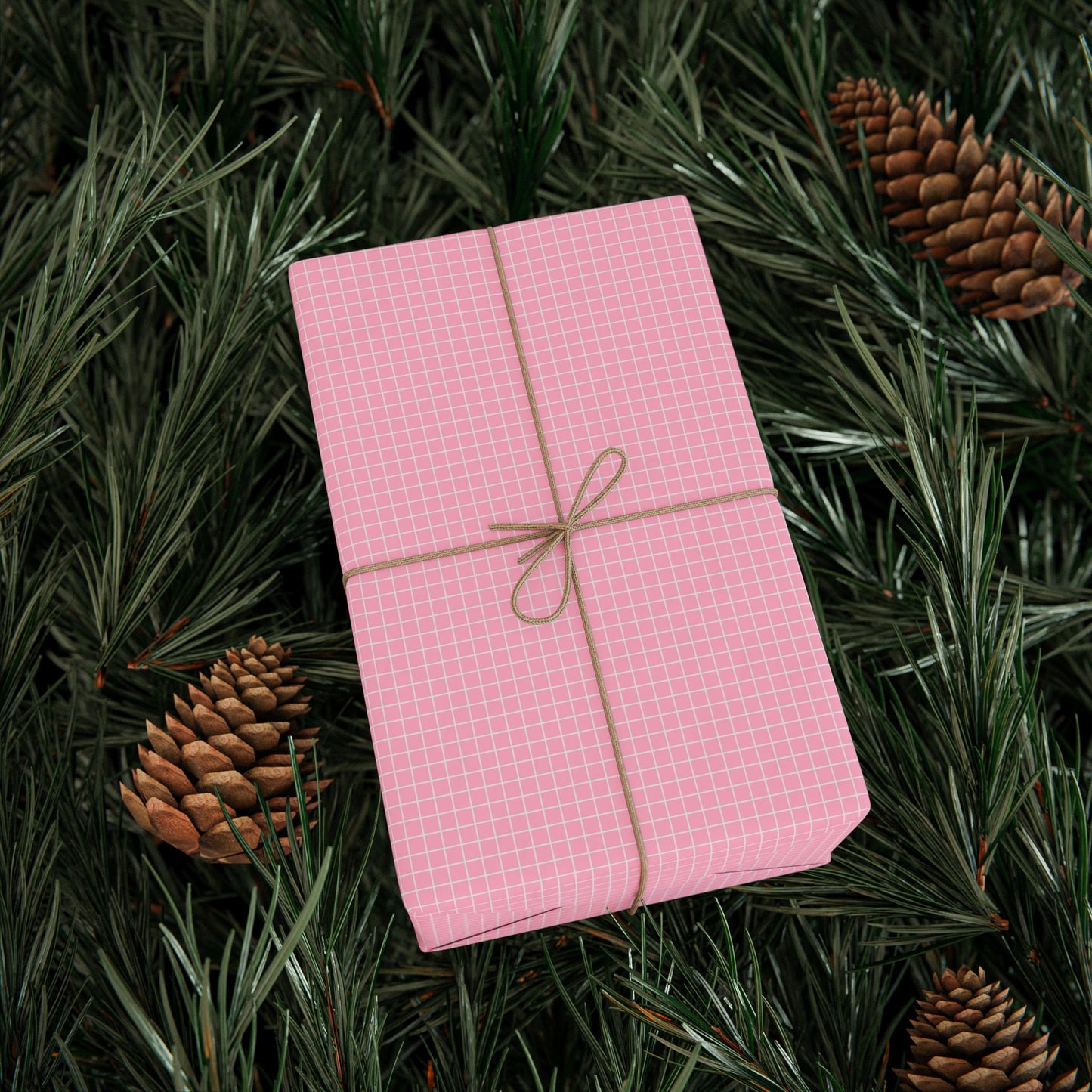 Windowpane Check Wrapping Paper – Light Pink