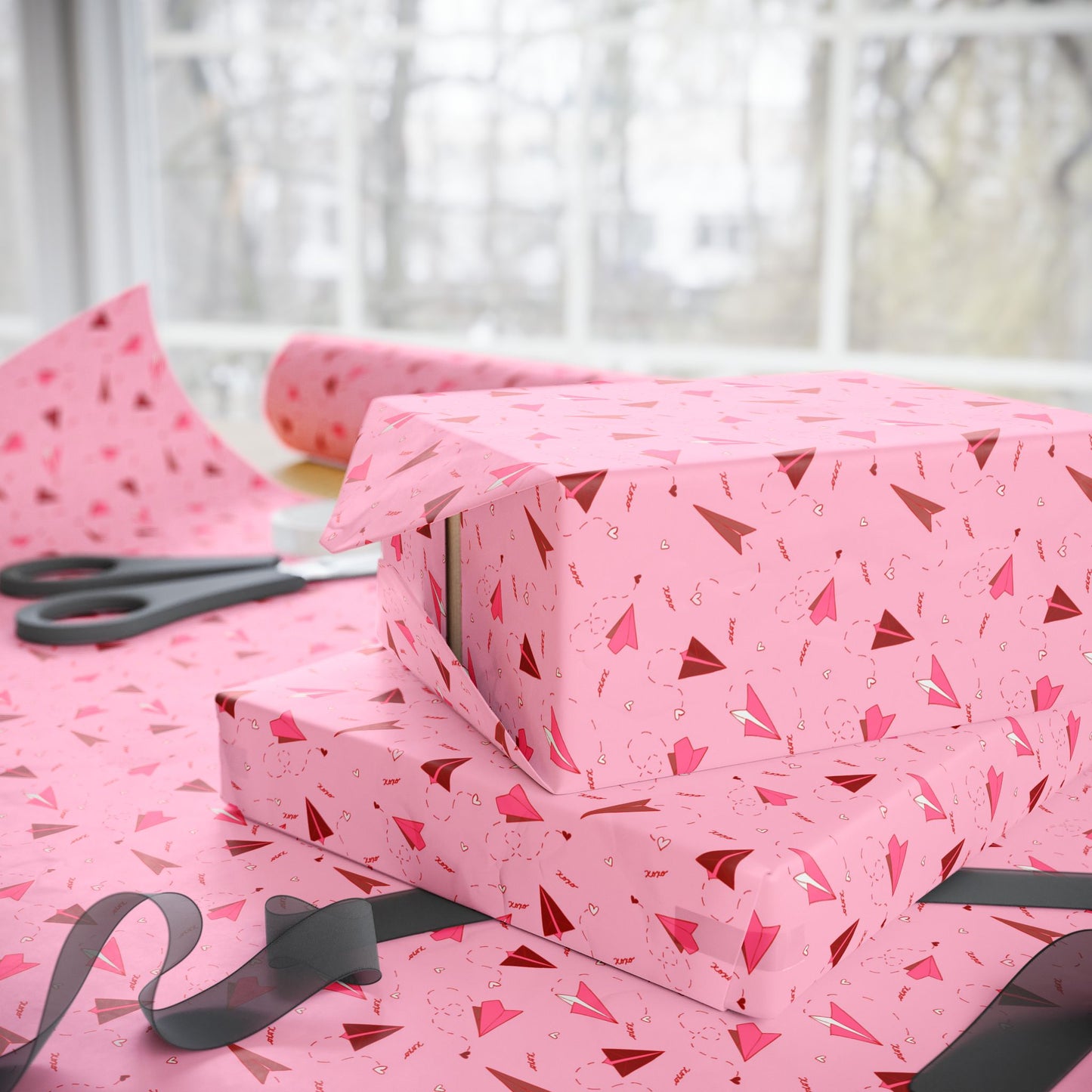 Love Notes Airplanes Wrapping Paper – Pink