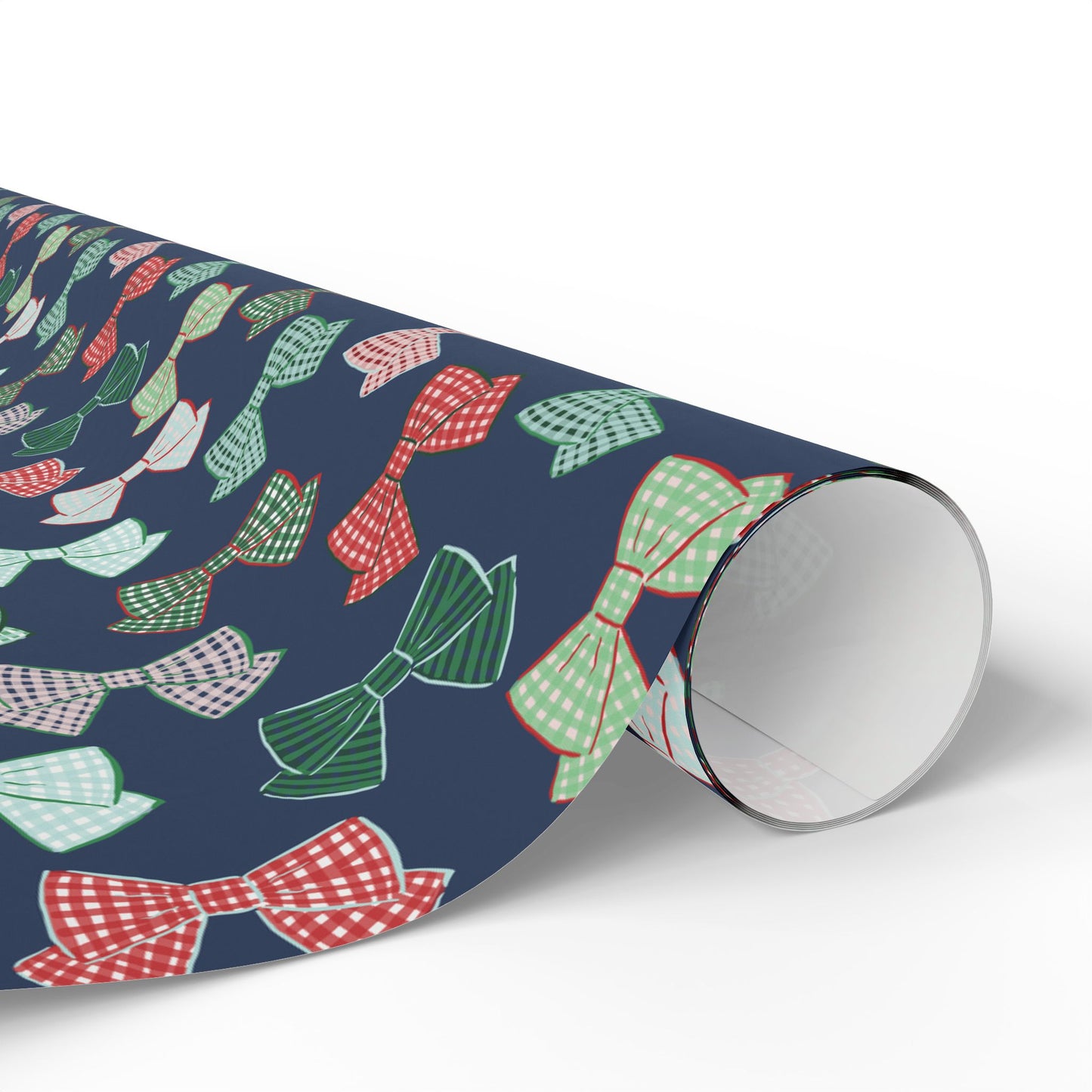 Preppy Plaid Bows – Navy Wrapping Paper