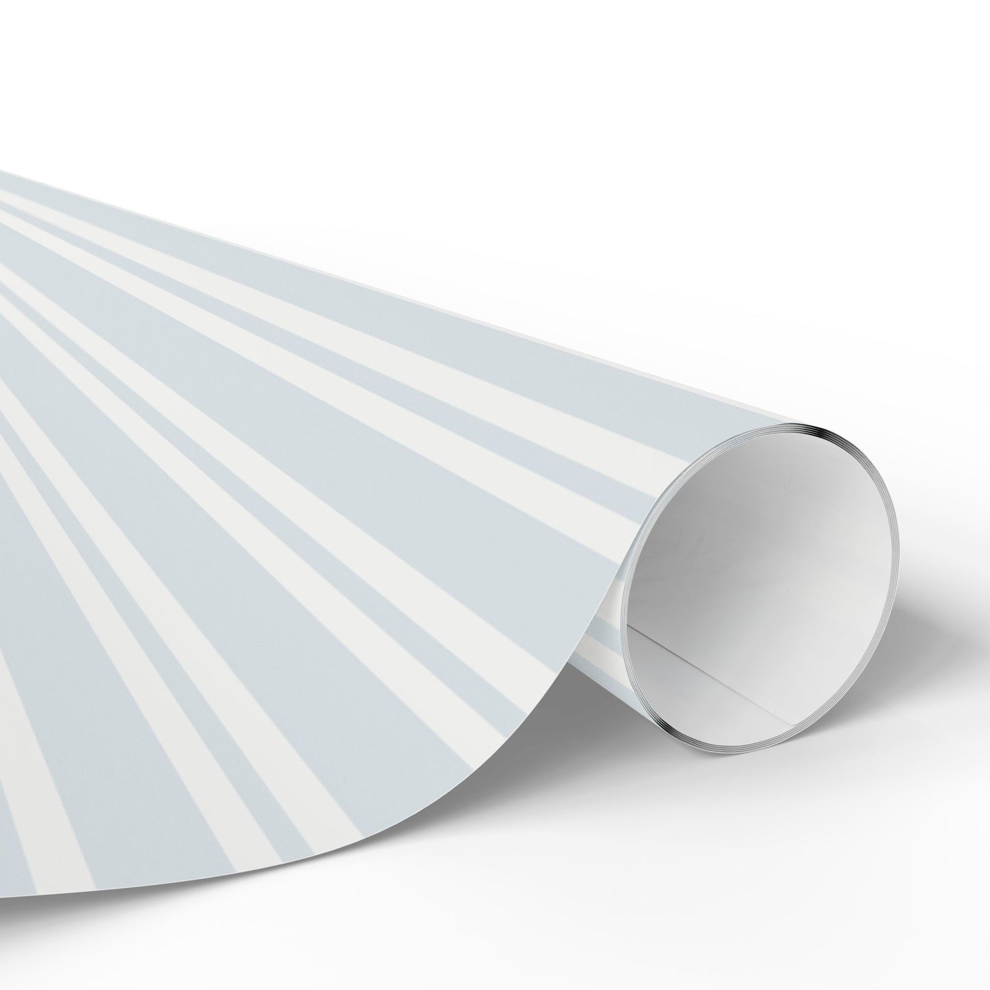 Powder Blue Ticking Stripe Wrapping Paper — Soft Blue & White Gift Wrap