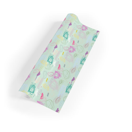 Studio Scribble Wrapping Paper – Aqua Multi | Artistic Gift Wrap from Original Artwork