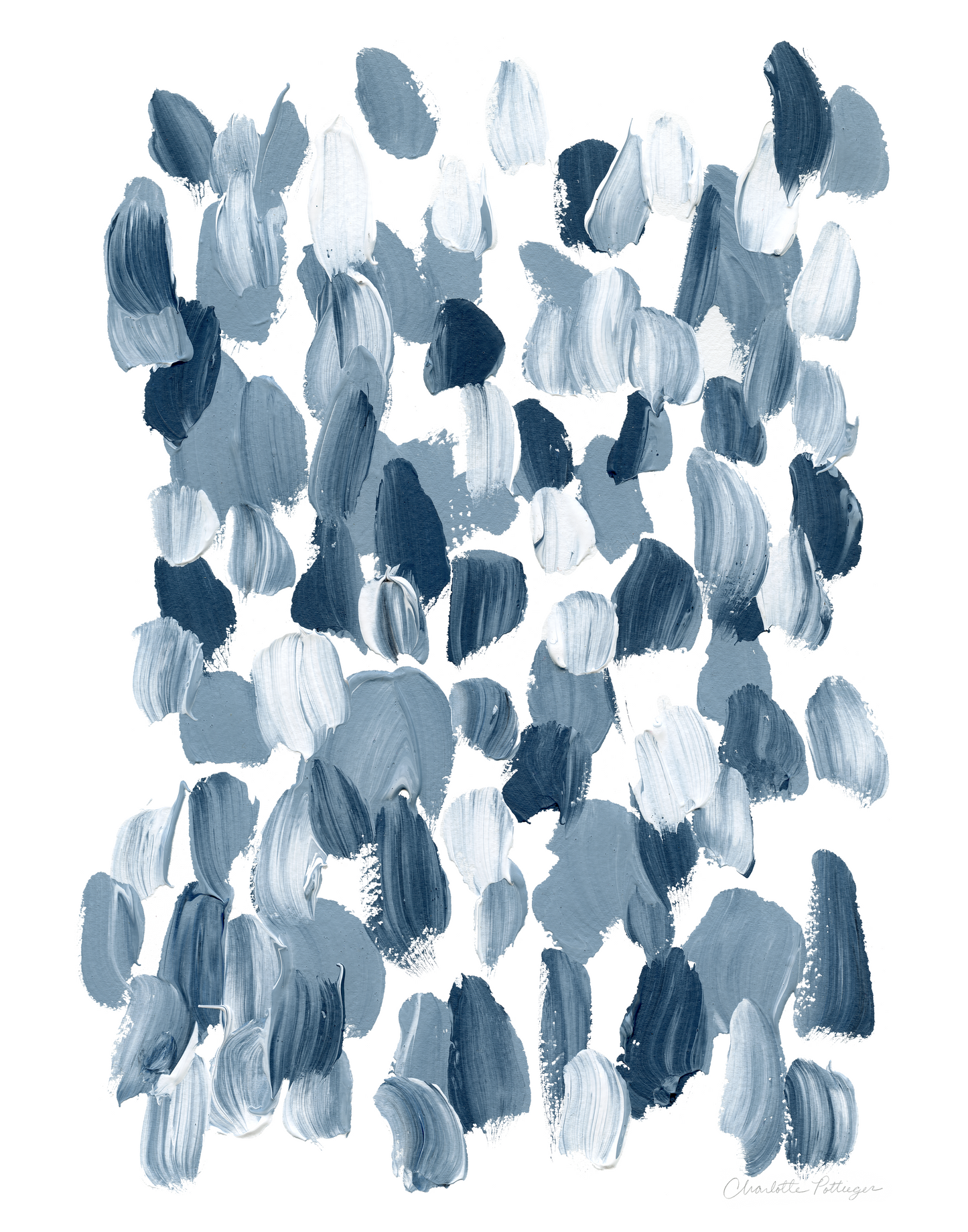 "Blue & White Brushstrokes" Fine Art Print