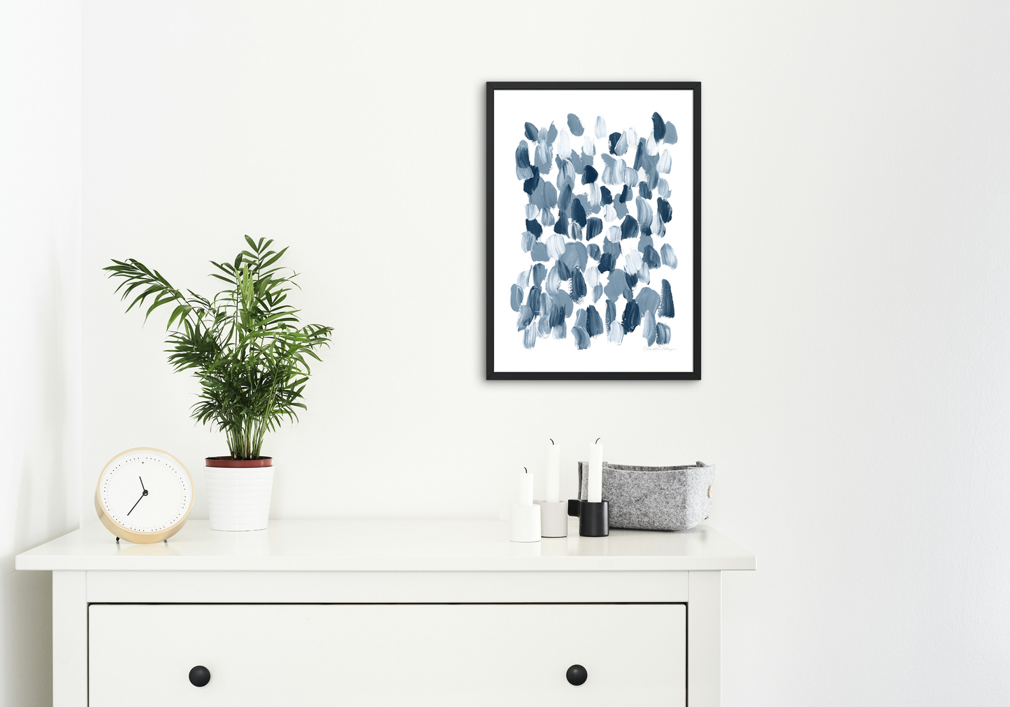 "Blue & White Brushstrokes" Fine Art Print