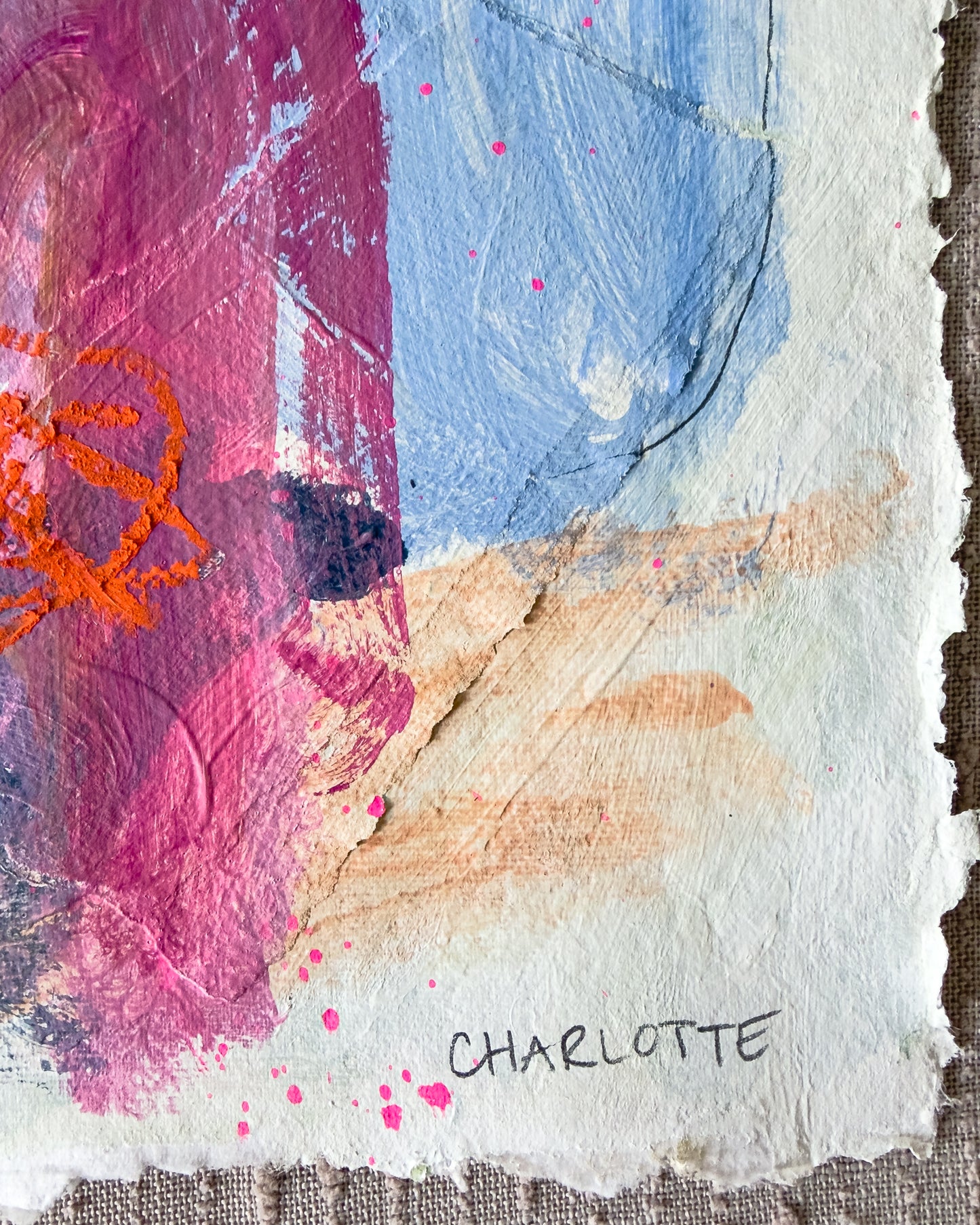 "Electric Slide," a 10x12 abstract painting by Charlotte Pottieger