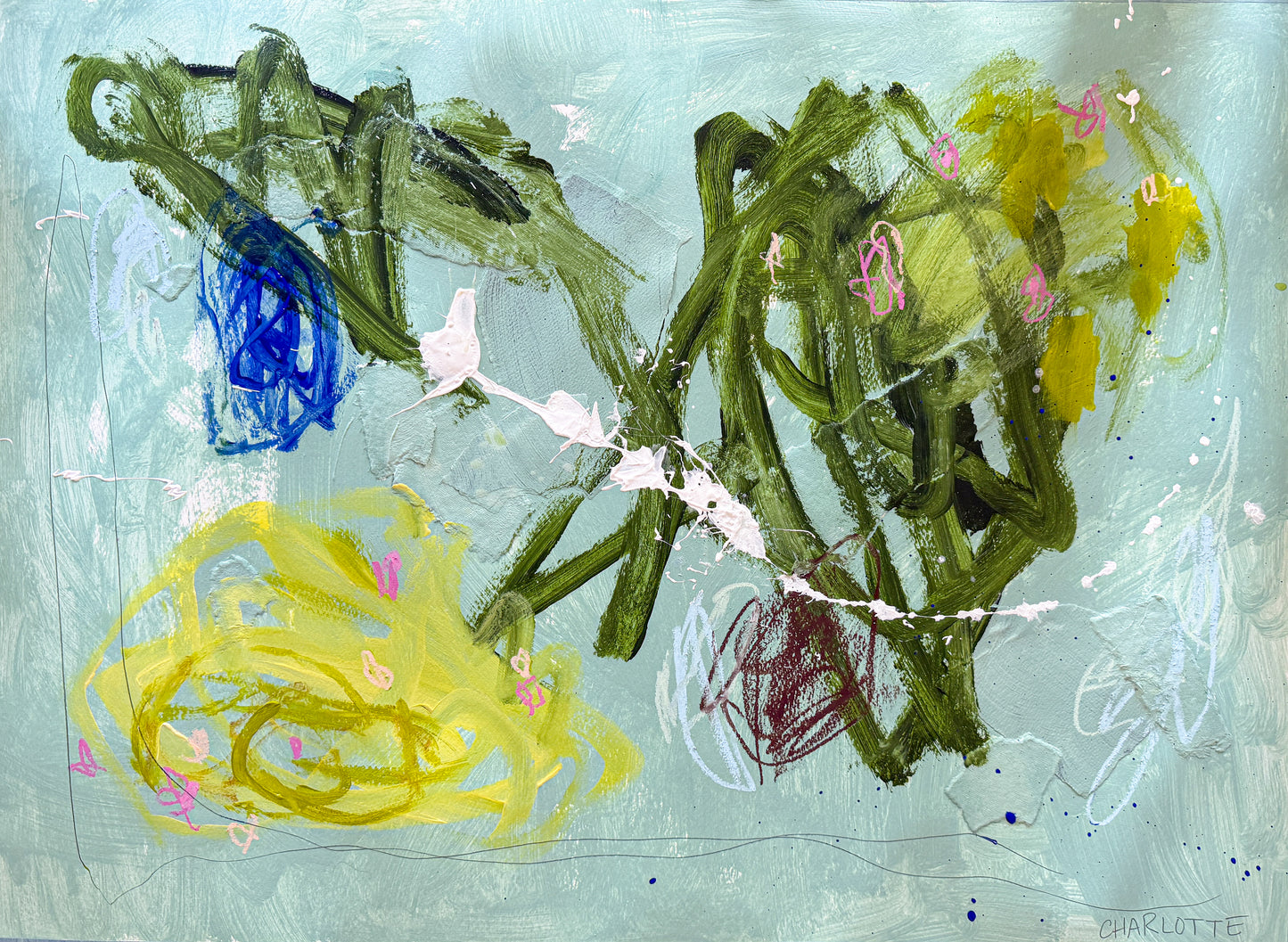 "Step into the Limelight," a 22x30 abstract painting by Charlotte Pottieger