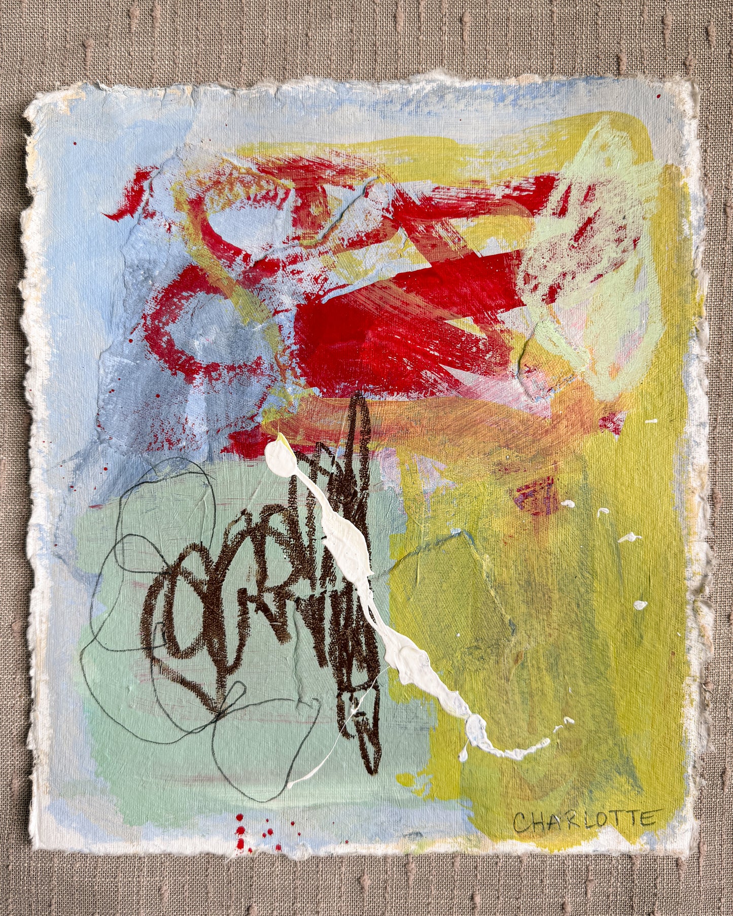 "For What It's Worth," a 10x12 abstract painting by Charlotte Pottieger