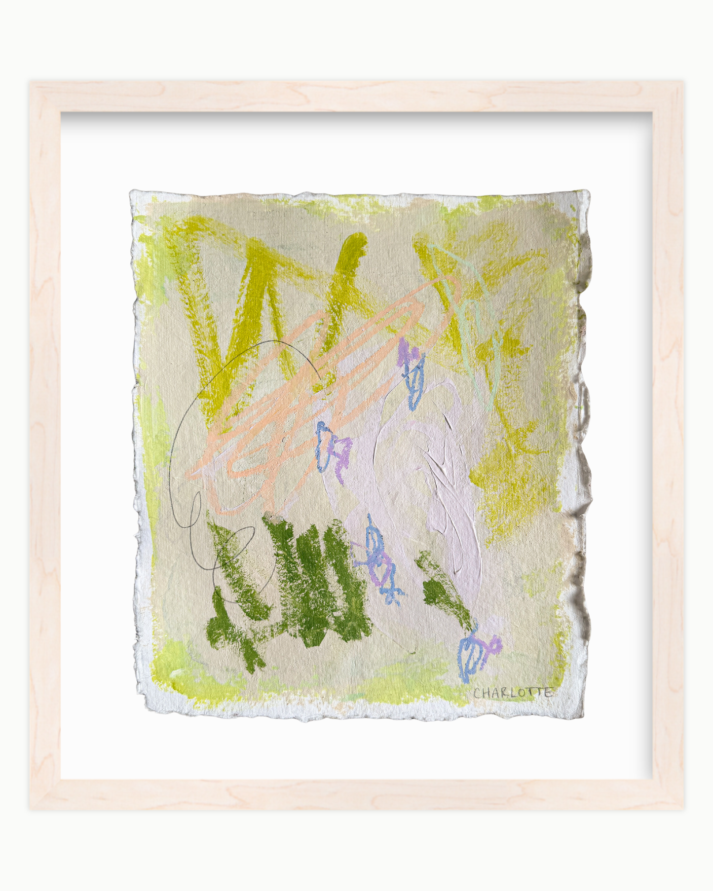 "Key Lime Pie II," a 10x12 abstract painting by Charlotte Pottieger