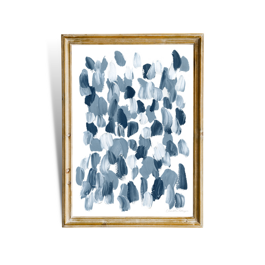 "Blue & White Brushstrokes" Fine Art Print