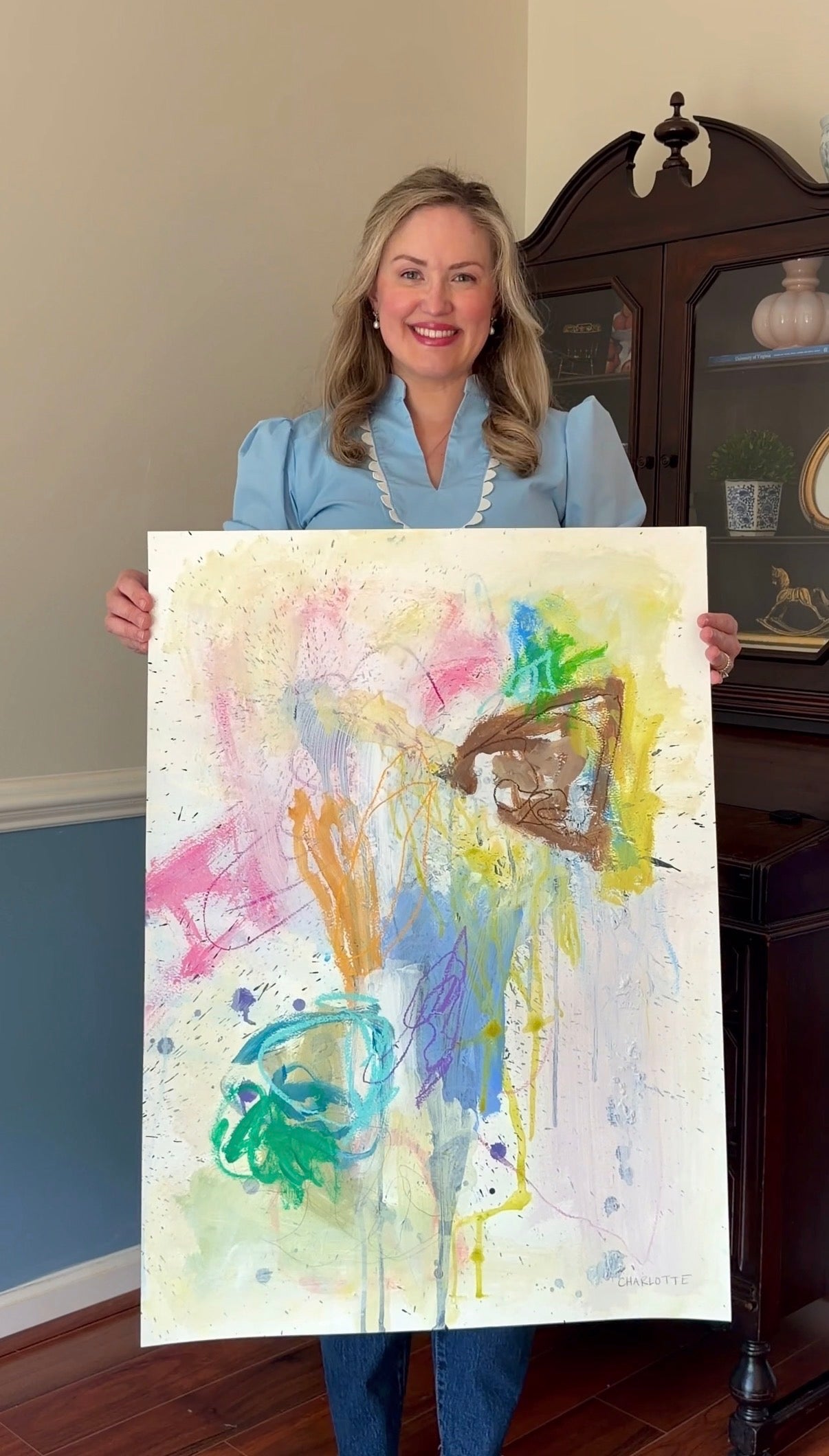 Flow II, a 22x30 Abstract Painting on Paper by Charlotte Pottieger